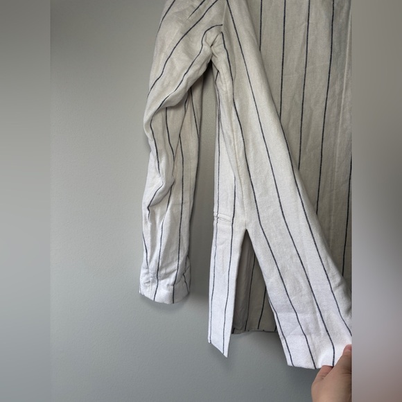 NEW Abercrombie & Fitch White Navy Pin Stripe Linen Blend Blazer‎ Size Medium - Picture 9 of 10